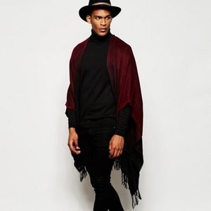 ASOS Burgundy Ombre Cape — Poncho Pancho Tassles